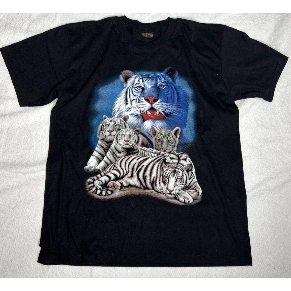 Vintage Snow Tiger Graphic Tee T Shirt XL Black Double Sided Graphic Sanctuary